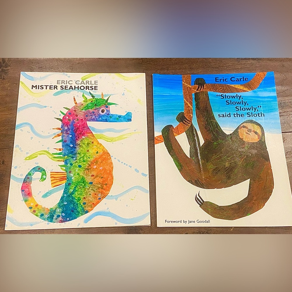 2 Eric Carle Children’s Paperback Books Sloth and Mister Seahorse